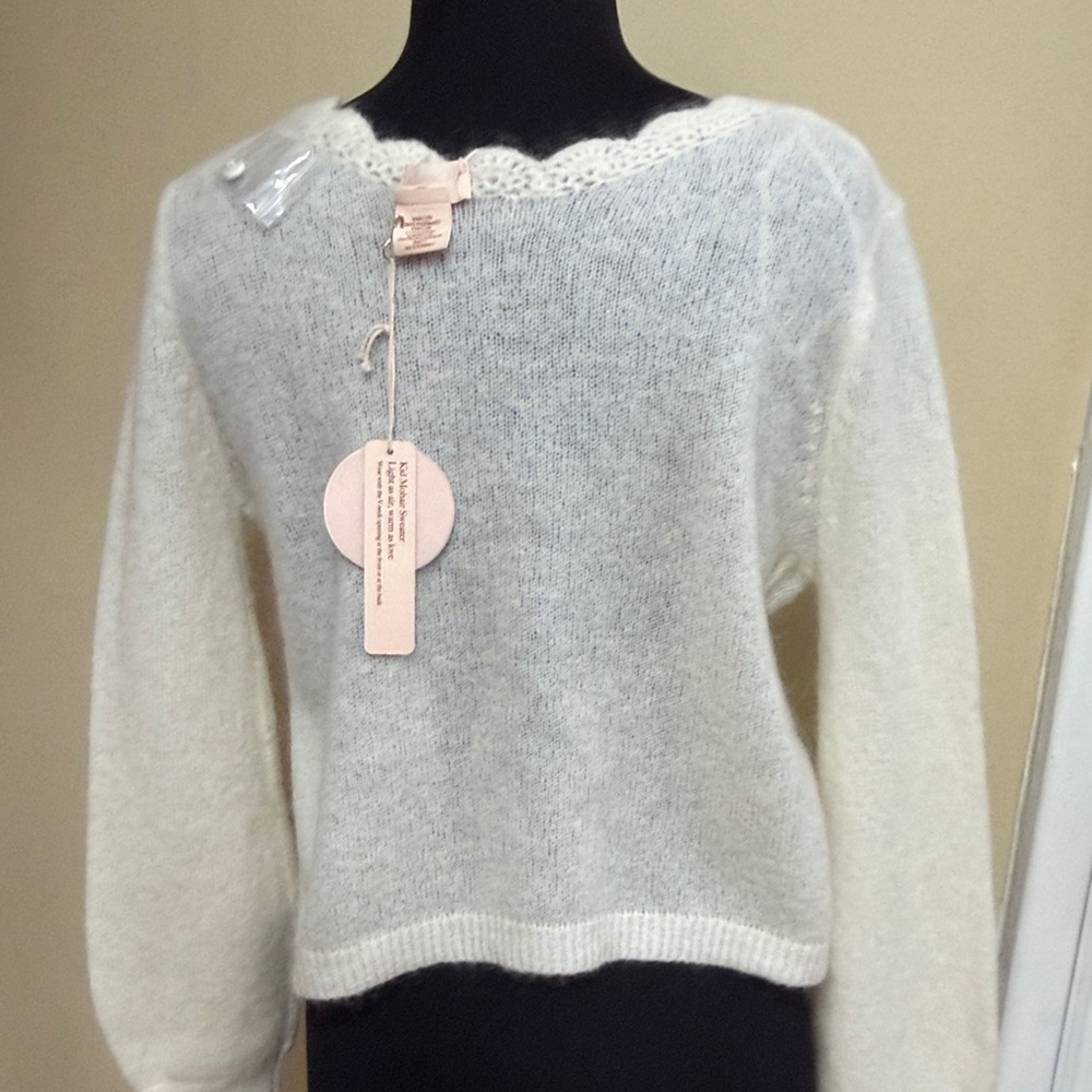 NWT  Camila Coelho White Knit delicate   mohair Cardigan  S - Picture 9 of 12